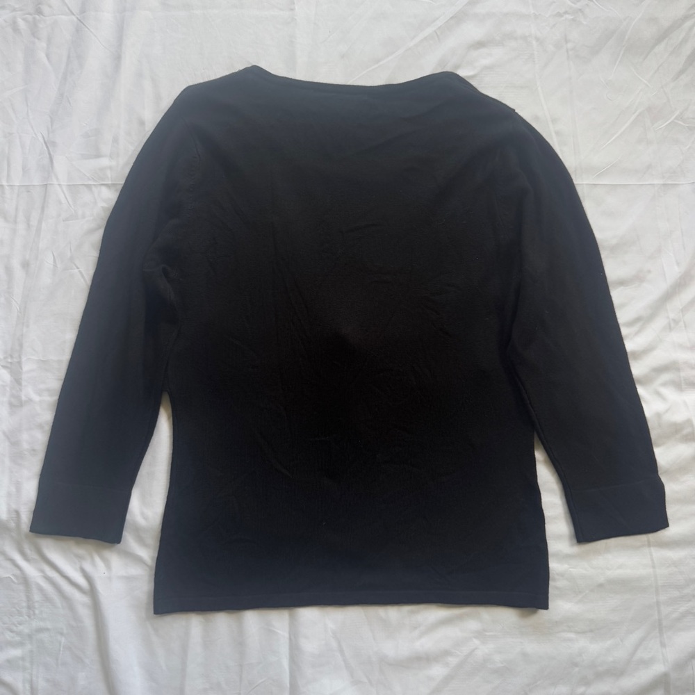 Vintage 90s Y2K Black Knit Long Sleeve Top with Tie Detail and Sequins - Picture 4 of 8